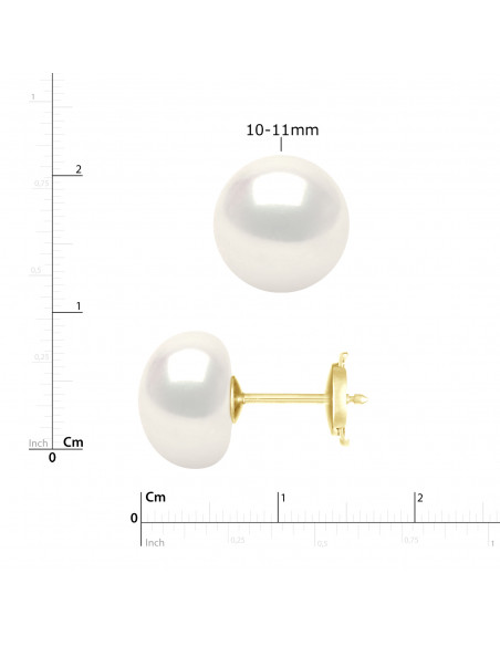 Boucles d'Oreilles Boutons - TAILLES EXCEPTIONNELLES -  Système Sécurité - Or 750 - TRIOMPHE
