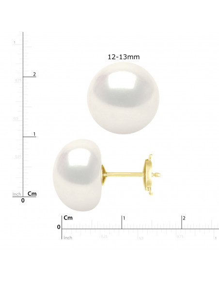 Boucles d'Oreilles Boutons - TAILLES EXCEPTIONNELLES -  Système Sécurité - Or 750 - TRIOMPHE
