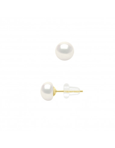 Boucles d'Oreilles Perles BOUTONS - Plusieurs Tailles Disponibles - Poussettes Silicone - Or 375 - BASTILLE