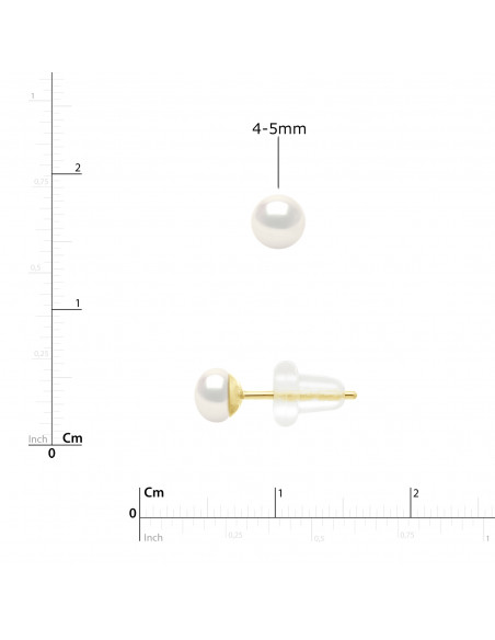 Boucles d'Oreilles Perles BOUTONS - Plusieurs Tailles Disponibles - Poussettes Silicone - Or 750 - REPUBLIQUE