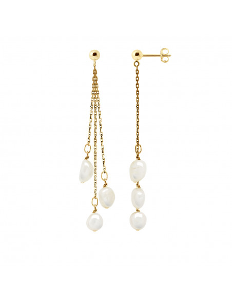 Baroque pearl earrings 6-7 mm - Strollers System - Gold 375 - Cabourg