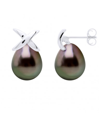 Boucles d'Oreilles Perles de Tahiti 8-9 mm - Système Poussettes - Or 750 - AUDARU