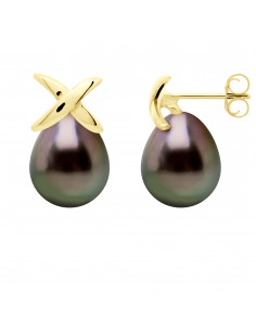 Tahiti Bead Earrings 8-9 mm - Strollers System - Gold 375...