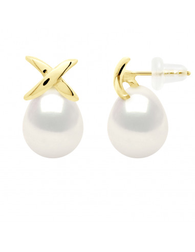 Boucles d'Oreilles Perles Poires 8-9 mm -...