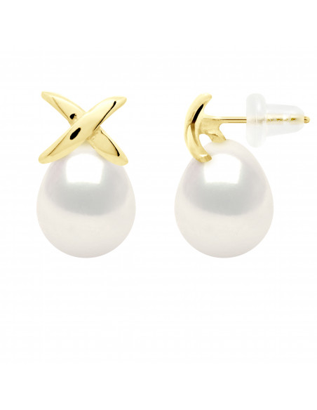 Earrings Pearls 8-9 mm - Silicone Strollers - Gold 375 - Plessis
