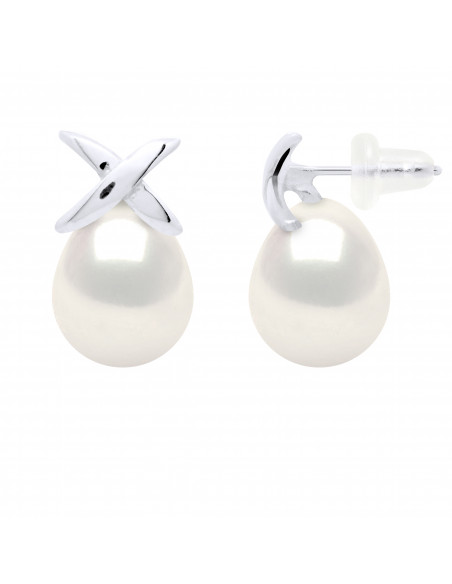 Earrings Pearls 8-9 mm - Silicone Strollers - Gold 375 - Plessis