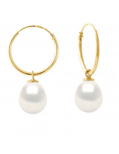 Earrings Pearls Presses 9-10 mm - Creole System - Gold...