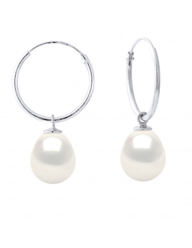Boucles d'Oreilles Perles Poires 9-10 mm - Système Créoles - Or 750 - ORLEANS