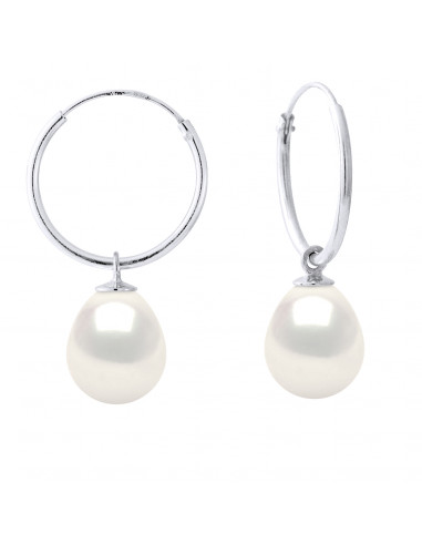 Boucles d'Oreilles Perles Poires 9-10 mm -...