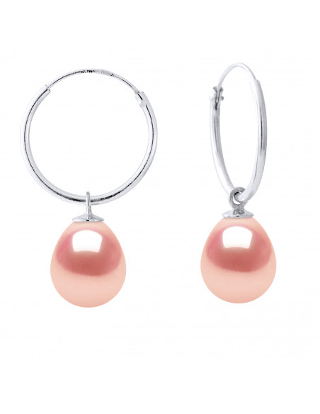 Boucles d'Oreilles Perles Poires 9-10 mm - Système Créoles - Or 750 - ORLEANS