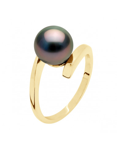 Sticker Ring - Tahitian Pearl Round 8-9 mm -...