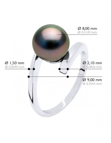 Sticker Ring - Tahitian Pearl Round 8-9 mm -...
