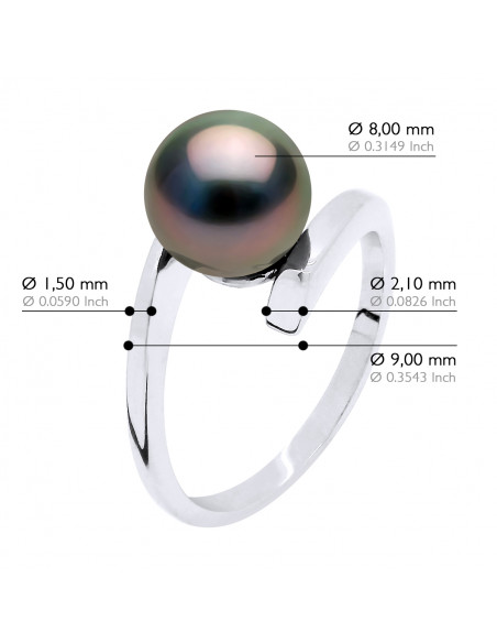 Bague Décalé - Perle de Tahiti Ronde 8-9 mm - Or 375 - POE