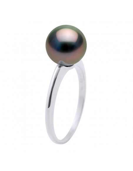 Bague Jonc Simple Perle de Tahiti Ronde 8-9 mm - Or 375 - MANAUI