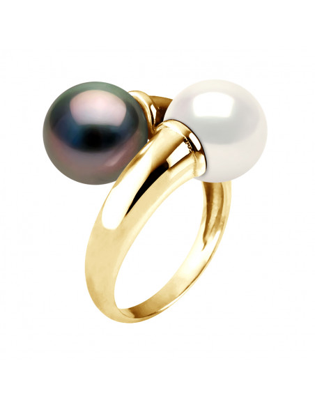 Ring You & Me - Tahitian Pearls and Freshwater Round Water 8-9 mm - Gold 375 - Taenga