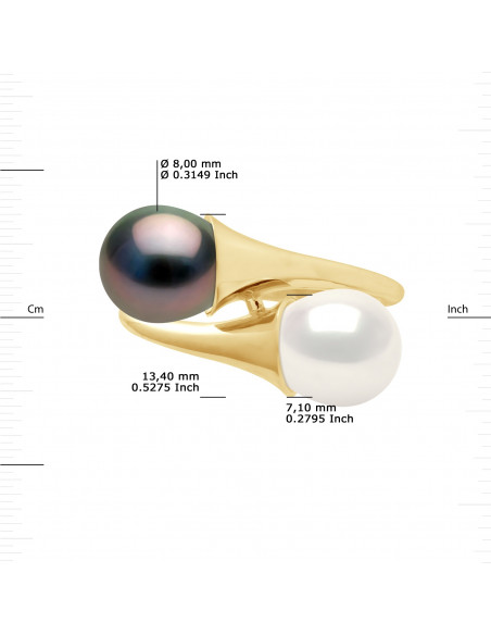 Bague TOI & MOI - Perles de Tahiti et d'Eau Douce Ovales 8-9 mm - Or 375 - NAPUKA
