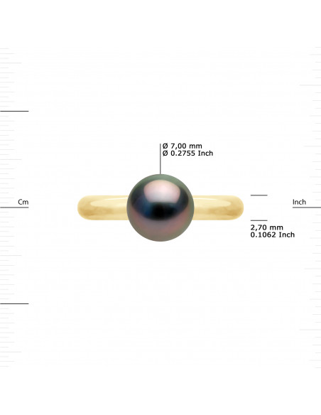 Bague Jonc Perle de Tahiti Ronde 7-8 mm - Or 375 - ATAATA