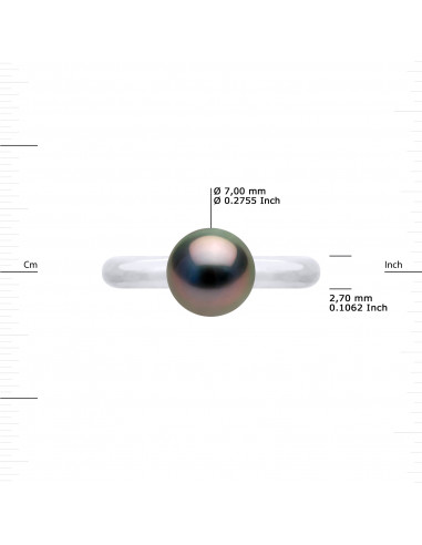 Tahitian Bead Ring Round 7-8 mm - Gold 375 -...