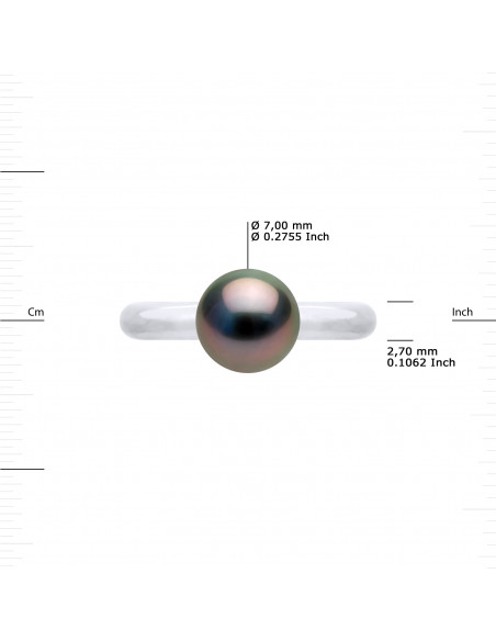 Bague Jonc Perle de Tahiti Ronde 7-8 mm - Or 375 - ATAATA