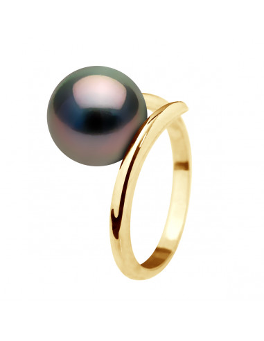 Modern Jonc Ring - Tahitian Bead Round 10-11 mm...