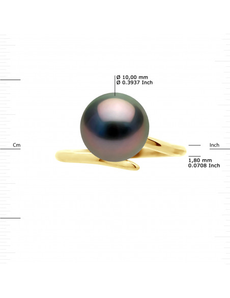 Modern Jonc Ring - Tahitian Bead Round 10-11 mm - Gold 375 - Tane