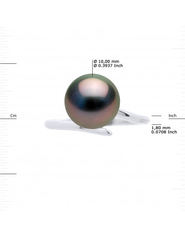 Modern Jonc Ring - Tahitian Bead Round 10-11 mm...