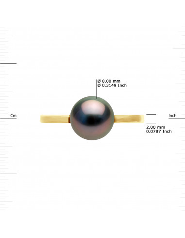 Round Tahitian Pearl Ring 8-9 mm - JONC Gold...