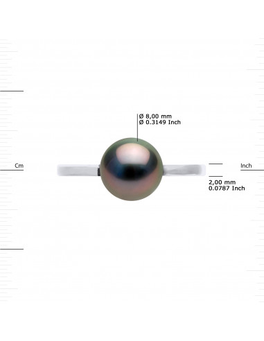 Round Tahitian Pearl Ring 8-9 mm - JONC Gold...