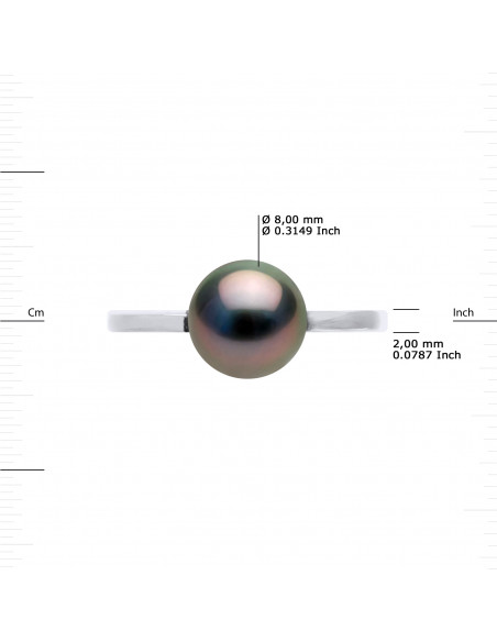 Round Tahitian Pearl Ring 8-9 mm - JONC Gold 375 - Atakaru
