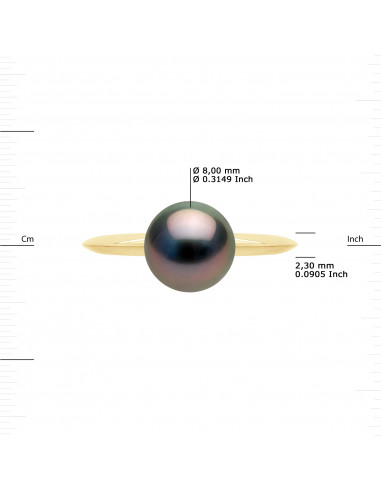 Beveled Ring Ring - Round Tahitian Pearl 8-9 mm...