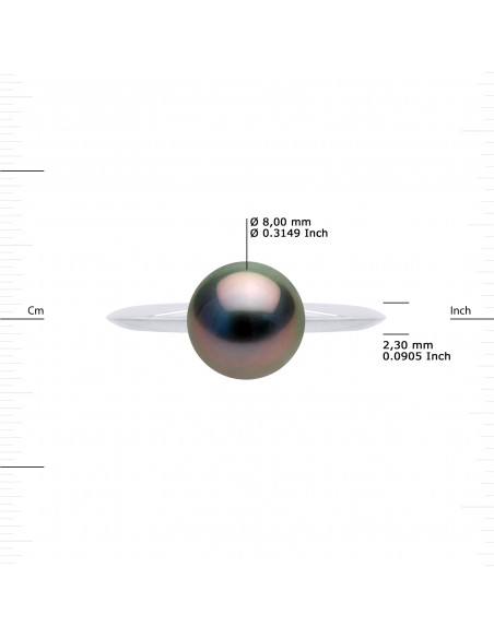 Bague Jonc Biseauté - Perle de Tahiti Ronde 8-9 mm - Or 375 - NEHENEHE