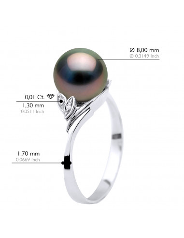 Round Tahitian Pearl Ring 8-9 mm - Diamonds...