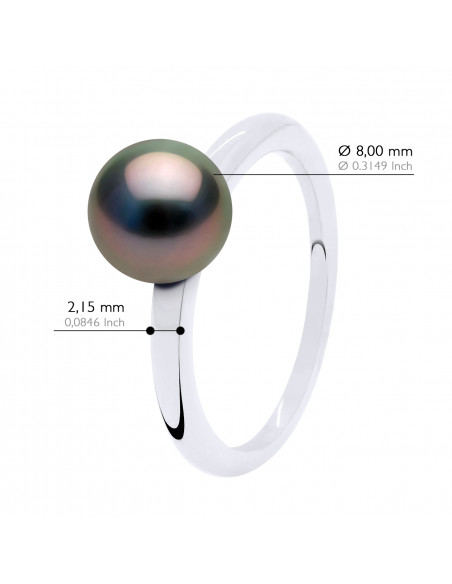 Bague Jonc Perle de Tahiti Ronde 8-9 mm - Or 375 - TAHANEA
