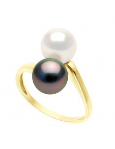 Bague TOI & MOI - Perles de Tahiti et d'Eau Douce Rondes...