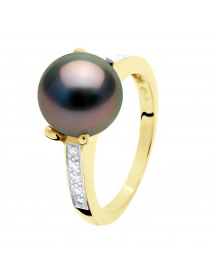 Bague Jonc Joaillerie Perle de Tahiti Ronde 9-10 mm -...