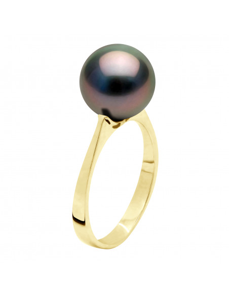 Bague Jonc Perle de Tahiti Ronde 10-11 mm - Or 375 - MAROKAU