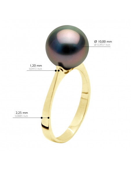 Bague Jonc Perle de Tahiti Ronde 10-11 mm - Or 375 - MAROKAU