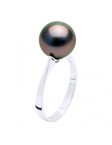 Bague Jonc Perle de Tahiti Ronde 10-11 mm - Or...