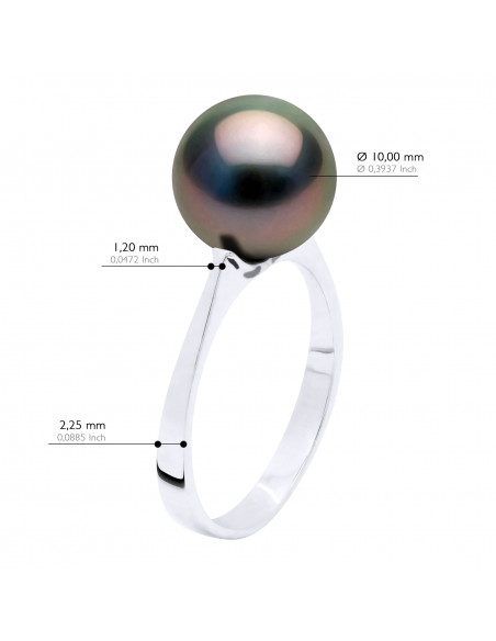 Bague Jonc Perle de Tahiti Ronde 10-11 mm - Or 375 - MAROKAU