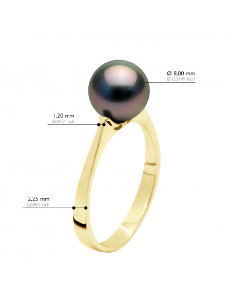 Bague Jonc Perle de Tahiti Ronde 8-9 mm - Or 375 - TAUERE