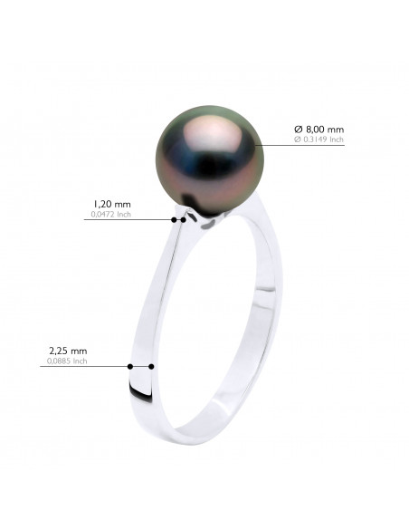 Bague Jonc Perle de Tahiti Ronde 8-9 mm - Or 375 - TAUERE