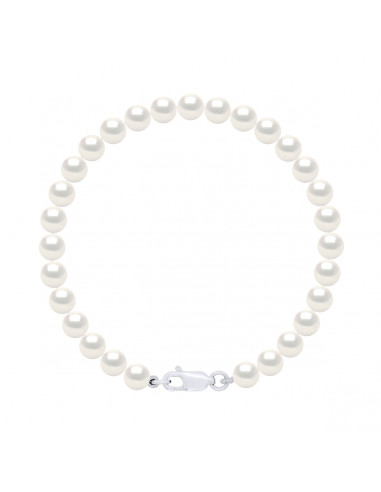 Bracelets Rangs de Perles Semi Rondes / Rondes - Tailles de 4 à 7 mm - Mousqueton - Argent 925 - EZE