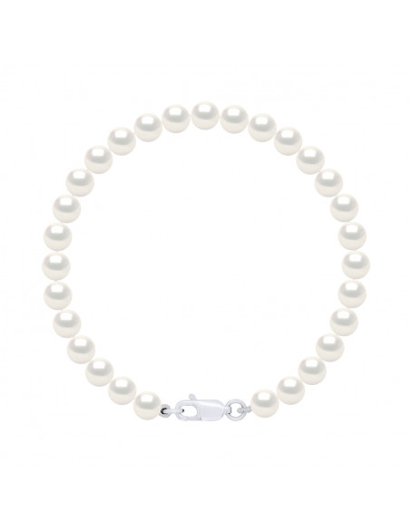 Bracelets Rangs de Perles Semi Rondes / Rondes - Tailles de 4 à 7 mm - Mousqueton - Argent 925 - EZE