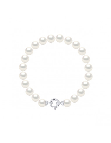 Bracelets Rangs de Perles Semi Rondes / Rondes - Tailles de 5 à 8 mm - Anneau Marin - Argent 925 - BIARRITZ