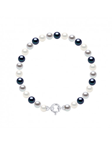 Bracelets Rangs de Perles Semi Rondes / Rondes - Tailles de 5 à 8 mm - Anneau Marin - Argent 925 - BIARRITZ