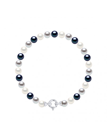Bracelets Rangs de Perles Semi Rondes / Rondes - Tailles de 5 à 8 mm - Anneau Marin - Argent 925 - BIARRITZ