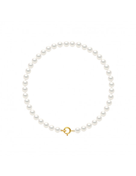 Bracelets Rangs de Perles d'Eau Douce Rondes - Tailles de 4 à 6 mm - Anneau Ressort - Or 750 - VINCENNES