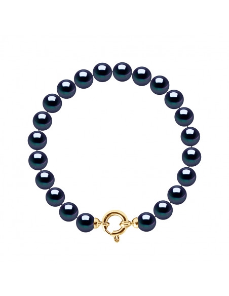 Round Bead Rank Bracelet - Sizes from 7 to 9 mm - Prestige Marine Ring Clasp - Gold 375 - Elysee