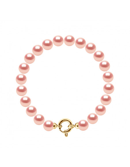 Bracelet Rang de Perles Rondes - Tailles de 7 à 9 mm - Fermoir Anneau Marin Prestige - Or 375 - ELYSEE