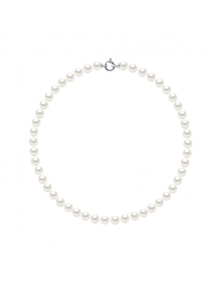 Colliers Rangs de Perles Rondes - Tailles de 7 à 9 mm - 42 cm - Anneau Marin Prestige - Or 375 - NEUILLY